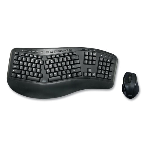 Wkb1500gb Wireless Ergonomic Keyboard And Mouse, 2.4 Ghz Frequency-30 Ft Wireless Range, Black