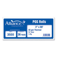 Thermal Cash Register-pos Roll, 3" X 80 Ft, White, 36-carton