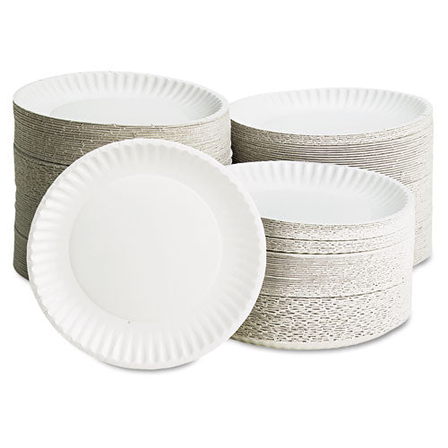 AJM Packaging Uncoated Paper Plates, 6 Inches, White, Round, 1000/Carton