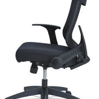 Alera Eb-k Series Synchro Mid-back Flip Arm Mesh-chair, Supports Up To 275 Lbs, Black Seat-black Back, Black Base