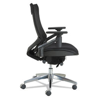 Alera Eb-w Series Pivot Arm Multifunction Mesh Chair, Supports Up To 275 Lbs, Black Seat-black Back, Aluminum Base