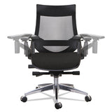 Alera Eb-w Series Pivot Arm Multifunction Mesh Chair, Supports Up To 275 Lbs, Black Seat-black Back, Aluminum Base