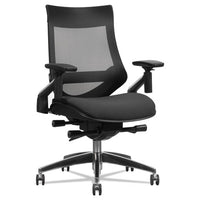 Alera Eb-w Series Pivot Arm Multifunction Mesh Chair, Supports Up To 275 Lbs, Black Seat-black Back, Aluminum Base