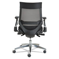 Alera Eb-w Series Pivot Arm Multifunction Mesh Chair, Supports Up To 275 Lbs, Black Seat-black Back, Aluminum Base