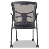 Alera Elusion Mesh Nesting Chairs, Padded Arms, Black Seat-black Back, Black Base, 2-carton