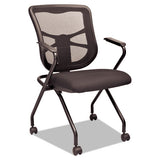 Alera Elusion Mesh Nesting Chairs, Padded Arms, Black Seat-black Back, Black Base, 2-carton