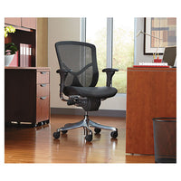 Alera Eq Series Ergonomic Multifunction Mid-back Mesh Chair, Supports Up To 250 Lbs., Black Seat-black Back, Aluminum Base