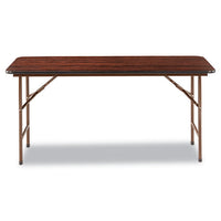 Wood Folding Table, Rectangular, 59 7-8w X 17 3-4d X 29 1-8h, Mahogany