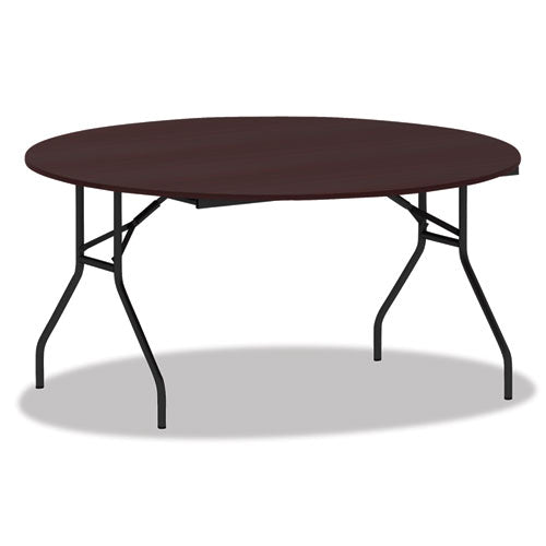 Round Wood Folding Table, 59 Dia X 29 1-8h, Mahogany