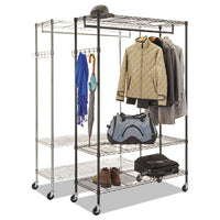 Wire Shelving Garment Rack, 40 Garments, 48w X 18d X 75h, Black