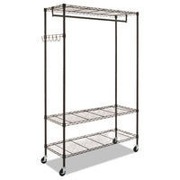 Wire Shelving Garment Rack, 40 Garments, 48w X 18d X 75h, Black