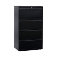 Lateral File, 4 Legal-letter-size File Drawers, Black, 30" X 18" X 52.5"