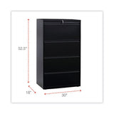 Lateral File, 4 Legal-letter-size File Drawers, Black, 30" X 18" X 52.5"