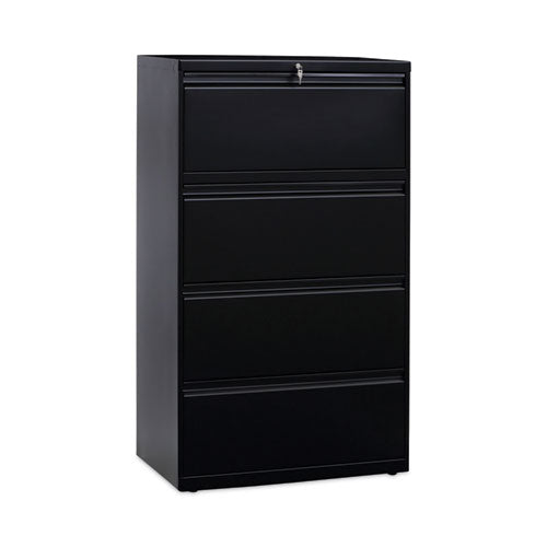 Lateral File, 4 Legal-letter-size File Drawers, Black, 30" X 18" X 52.5"