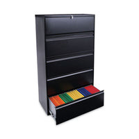 Lateral File, 5 Legal-letter-a4-a5-size File Drawers, Black, 36" X 18" X 64.25"