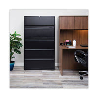 Lateral File, 5 Legal-letter-a4-a5-size File Drawers, Black, 36" X 18" X 64.25"