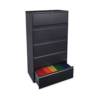 Lateral File, 5 Legal-letter-a4-a5-size File Drawers, Charcoal, 36" X 18" X 64.25"