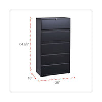 Lateral File, 5 Legal-letter-a4-a5-size File Drawers, Charcoal, 36" X 18" X 64.25"