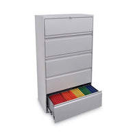 Lateral File, 5 Legal-letter-a4-a5-size File Drawers, Light Gray, 36" X 18" X 64.25"