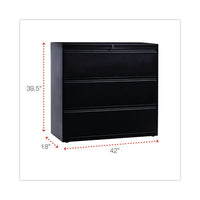Lateral File, 3 Legal-letter-a4-a5-size File Drawers, Black, 42" X 18" X 39.5"