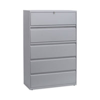 Lateral File, 5 Legal-letter-a4-a5-size File Drawers, 1 Roll-out Posting Shelf, Light Gray, 42" X 18" X 64.25"