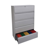 Lateral File, 5 Legal-letter-a4-a5-size File Drawers, 1 Roll-out Posting Shelf, Light Gray, 42" X 18" X 64.25"