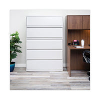 Lateral File, 5 Legal-letter-a4-a5-size File Drawers, 1 Roll-out Posting Shelf, Light Gray, 42" X 18" X 64.25"