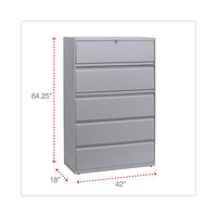 Lateral File, 5 Legal-letter-a4-a5-size File Drawers, 1 Roll-out Posting Shelf, Light Gray, 42" X 18" X 64.25"