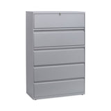 Lateral File, 5 Legal-letter-a4-a5-size File Drawers, 1 Roll-out Posting Shelf, Light Gray, 42" X 18" X 64.25"
