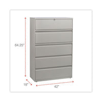 Lateral File, 5 Legal-letter-a4-a5-size File Drawers, Putty, 42" X 18" X 64.25"