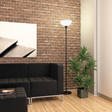 Floor Lamp, 71" High, Translucent Plastic Shade, 11.25"w X 11.25"d X 71"h, Matte Black