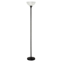 Floor Lamp, 71" High, Translucent Plastic Shade, 11.25"w X 11.25"d X 71"h, Matte Black