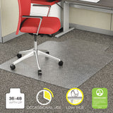 Occasional Use Studded Chair Mat For Flat Pile Carpet, 45 X 53, Wide Lipped, Clear