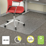 Occasional Use Studded Chair Mat For Flat Pile Carpet, 46 X 60, Rectangular, Clear