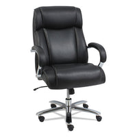 Alera Maxxis Series Big And Tall Leather Chair, Supports Up To 500 Lbs., Black Seat-black Back, Chrome Base
