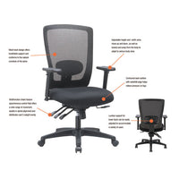 Alera Envy Series Mesh Mid-back Multifunction Chair, Supports Up To 250 Lbs., Black Seat-black Back, Black Base