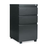 Three-drawer Metal Pedestal File With Full-length Pull, 14.96w X 19.29d X 27.75h, Charcoal