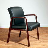 Alera Reception Lounge Wl Series Guest Chair, 24.21'' X 26.14'' X 32.67'', Black Seat-black Back, Mahogany Base