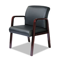 Alera Reception Lounge Wl Series Guest Chair, 24.21'' X 26.14'' X 32.67'', Black Seat-black Back, Mahogany Base