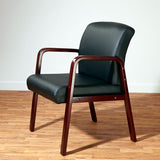 Alera Reception Lounge Wl Series Guest Chair, 24.21'' X 26.14'' X 32.67'', Black Seat-black Back, Mahogany Base