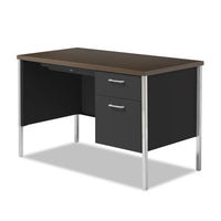 Single Pedestal Steel Desk, Metal Desk, 45.25w X 24d X 29.5h, Mocha-black