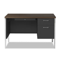 Single Pedestal Steel Desk, Metal Desk, 45.25w X 24d X 29.5h, Mocha-black