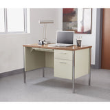 Single Pedestal Steel Desk, Metal Desk, 45.25w X 24d X 29.5h, Cherry-putty