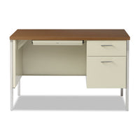 Single Pedestal Steel Desk, Metal Desk, 45.25w X 24d X 29.5h, Cherry-putty