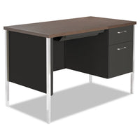 Single Pedestal Steel Desk, Metal Desk, 45.25w X 24d X 29.5h, Cherry-putty