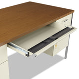 Double Pedestal Steel Desk, Metal Desk, 60w X 30d X 29.5h, Cherry-putty