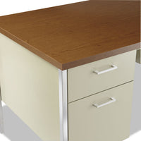 Double Pedestal Steel Desk, Metal Desk, 60w X 30d X 29.5h, Cherry-putty