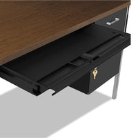 Double Pedestal Steel Desk, Metal Desk, 72w X 36d X 29.5h, Mocha-black