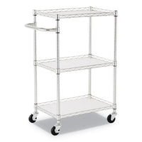 3-shelf Wire Cart With Liners, 24w X 16d X 39h, Silver, 500-lb Capacity