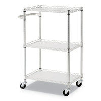 3-shelf Wire Cart With Liners, 24w X 16d X 39h, Silver, 500-lb Capacity